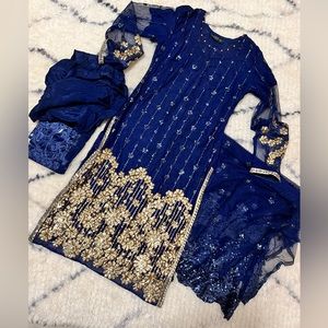Pakistani / Indian fancy party or wedding wear Navy blue